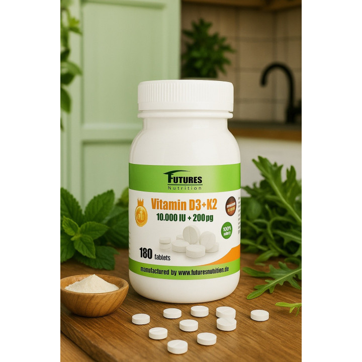 FUTURES NUTRITION Vitamin D3 10 000 IU  K2 MK-7 200 µg  180 tabletek