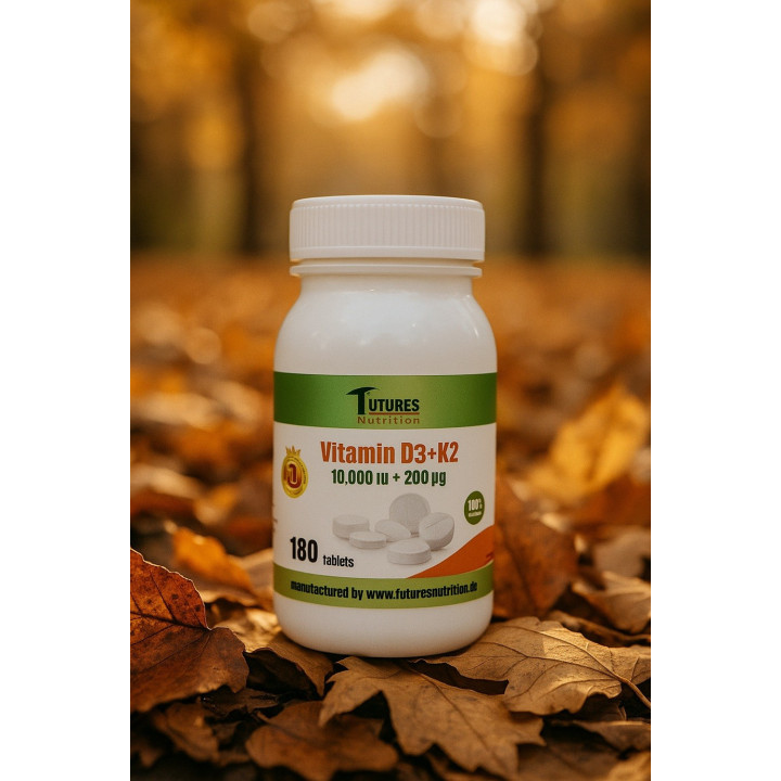 FUTURES NUTRITION Vitamin D3 10 000 IU  K2 MK-7 200 µg  180 tabletek