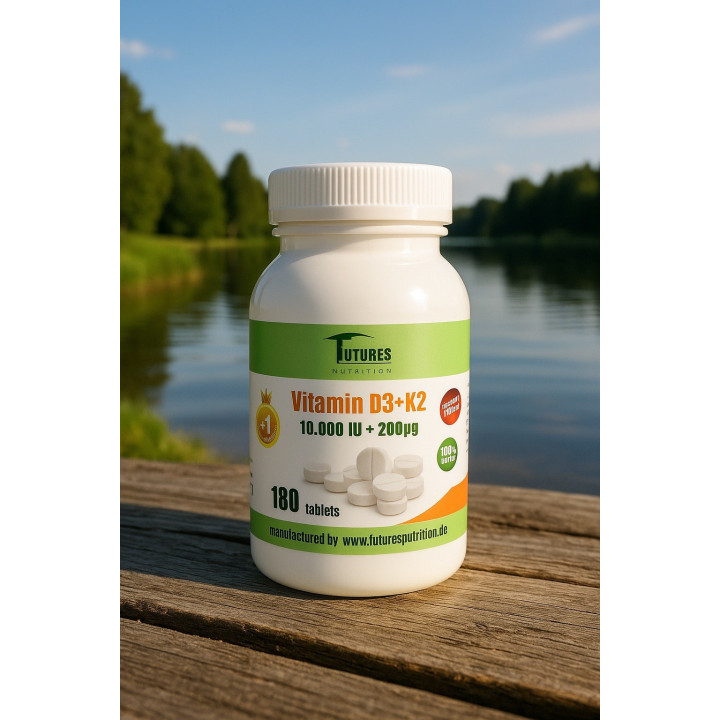 FUTURES NUTRITION Vitamin D3 10 000 IU  K2 MK-7 200 µg  180 tabletek