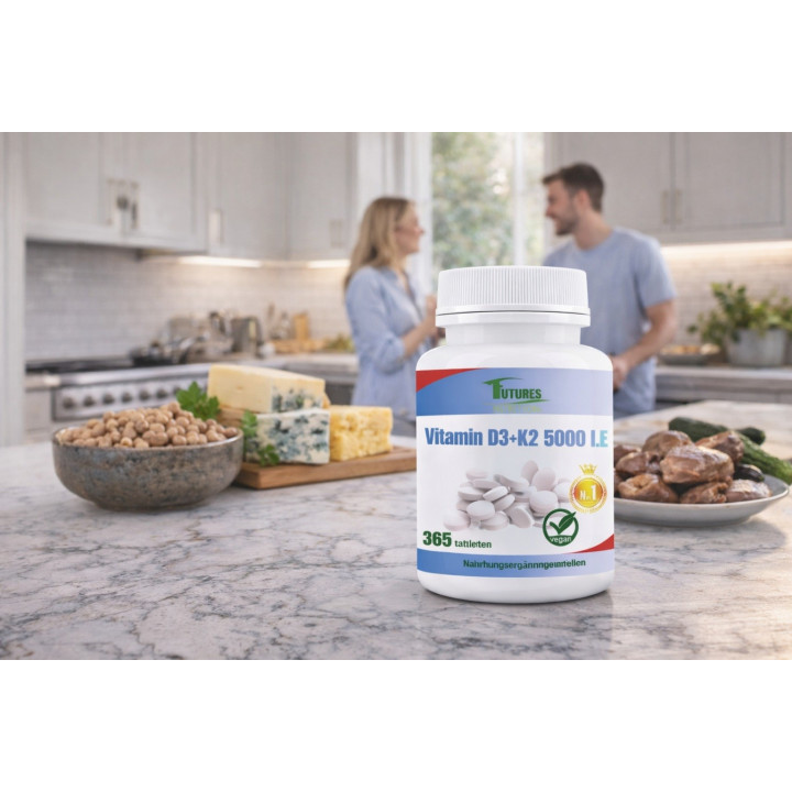 Futures Nutrition D3 5000 IU K2 200 ug duze opakowanie 365 tabletek