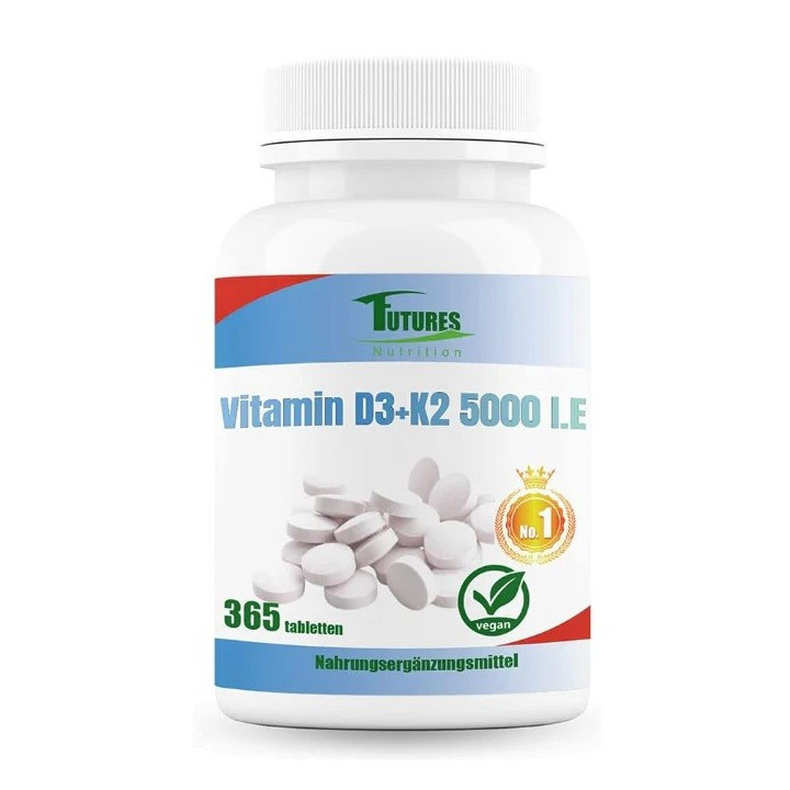 Futures Nutrition Witamina D3 5000 IU K2 MK7 200 ug 365 tabletek  