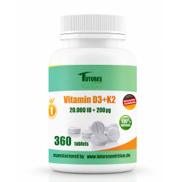Futures Nutrition Witamina D3 20 000 + K2 MK-7 200  360 tabletek