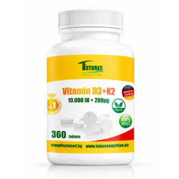 Futures Nutrition Witamina D3 10000 IU + K2 MK-7 200 µg – 360 tabletek