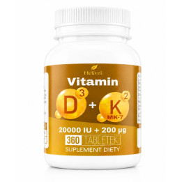 Witamina D3 20000 IU dla osób 75+ z K2 MK-7 | Helivra