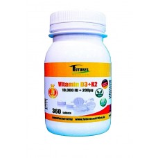Witamina D3 10 000 IU + K2 200 µg Futures Nutrition – Premium formuła, 360 tabletek, odporność i energia