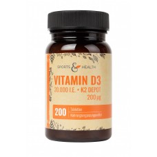 Sports&Health Vitamin d3 20000 IU + K2 200 200 Tabletek wsparcie organizmu