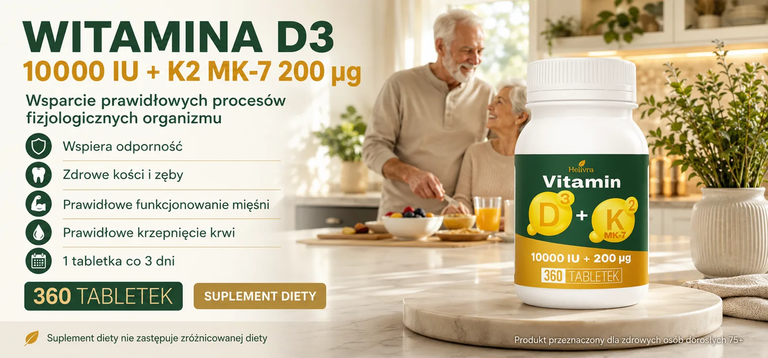 Helivra Witamina D3 10000 IU K2 200  360 tabletek cały opis 